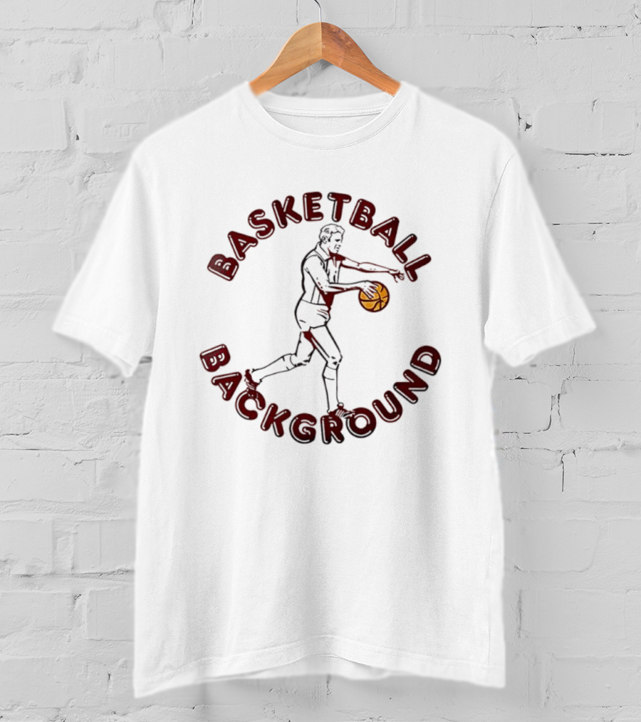 Basketball Background Player Dribbling Ball Silhouette T-Shirt