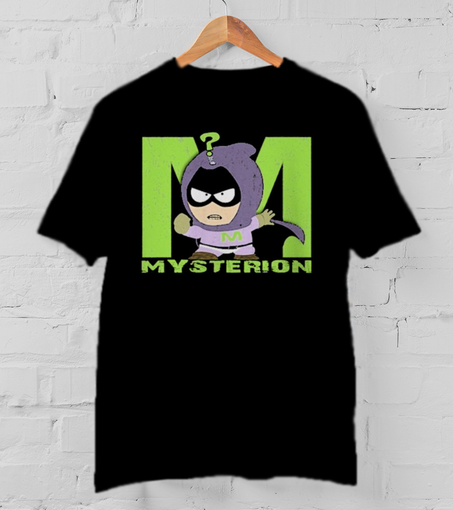 South Park Mysterion Character Pose With Green M Logo T-Shirt
