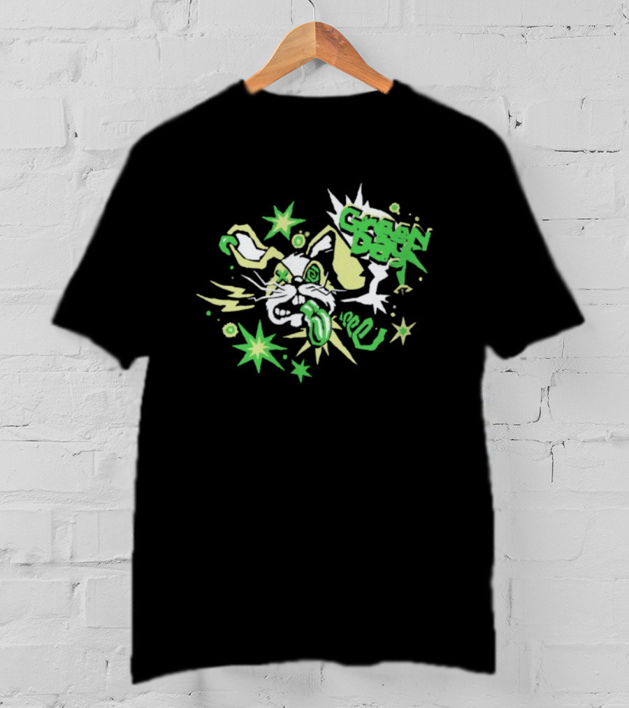 Green Day Buzzed Bunny Energetic Cartoon Explosion T-Shirt