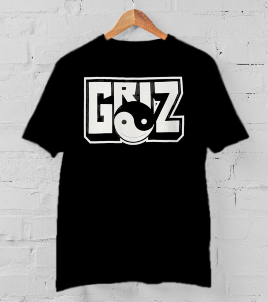 GRiZ Yin Yang Smiley Face Block Text T-Shirt