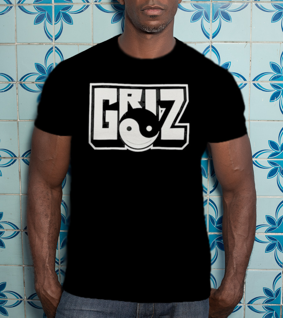 GRiZ Yin Yang Smiley Face Block Text T-Shirt