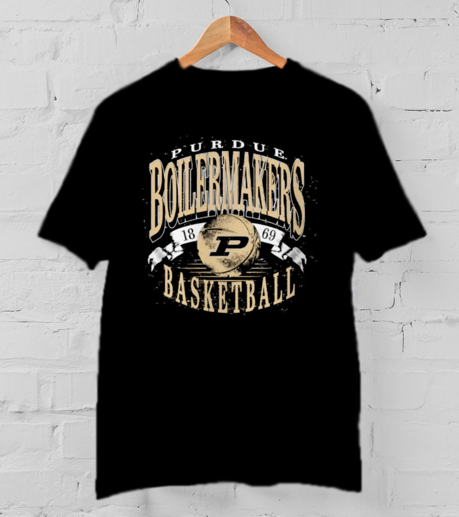 Purdue Boilermakers Basketball P Logo Vintage Style T-Shirt