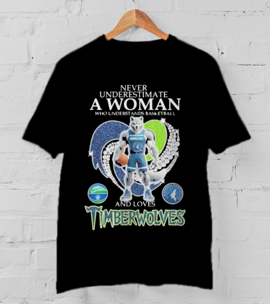 Never Underestimate A Woman Who Understands Basketball And Loves Minnesota Timberwolves T-Shirt