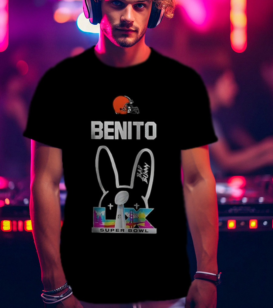 Cleveland Browns Benito Bad Bunny Super Bowl LIV Iconic Signature T-Shirt