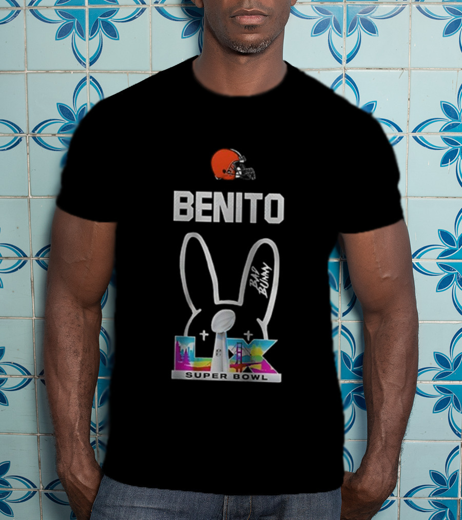Cleveland Browns Benito Bad Bunny Super Bowl LIV Iconic Signature T-Shirt