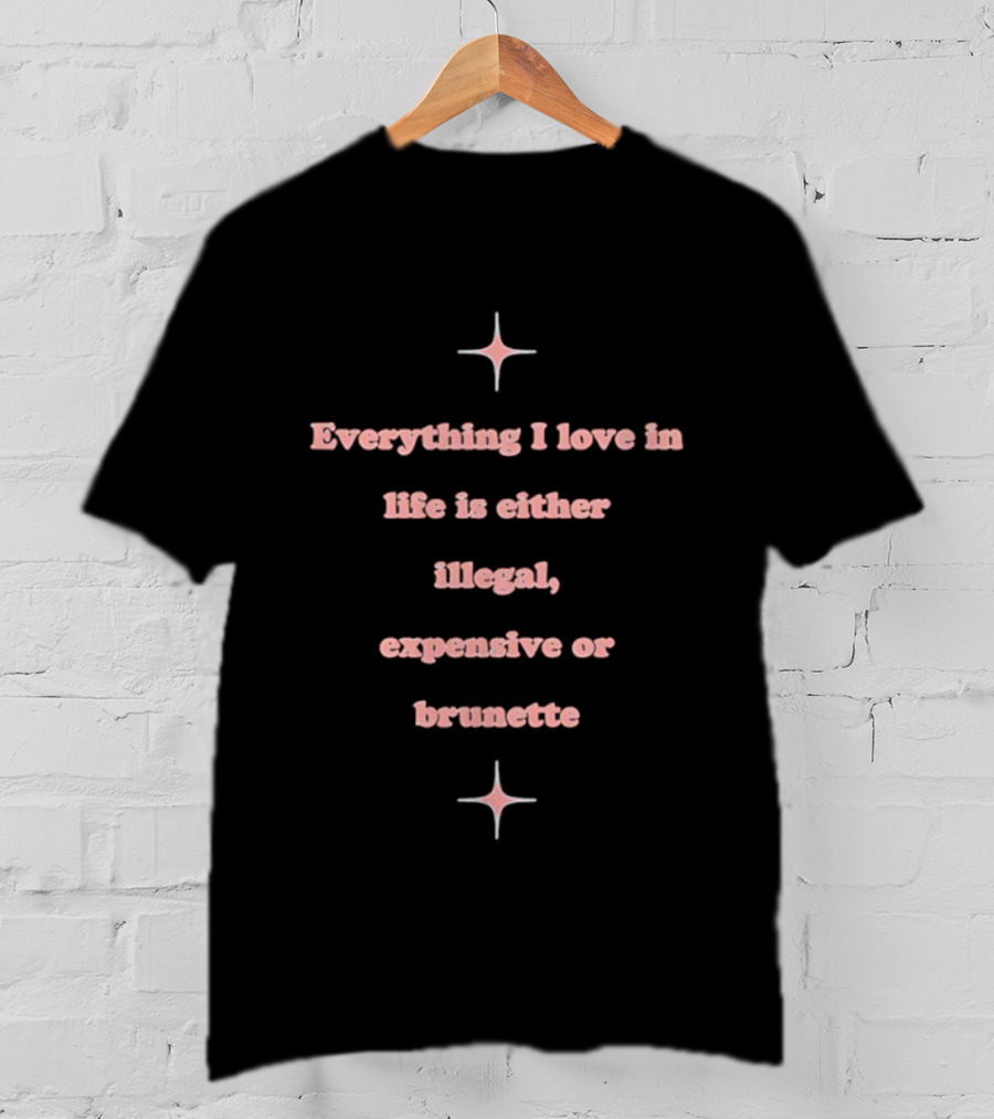 Everything I Love In Life Is Either Illegal Expensive Or Brunette T-Shirt