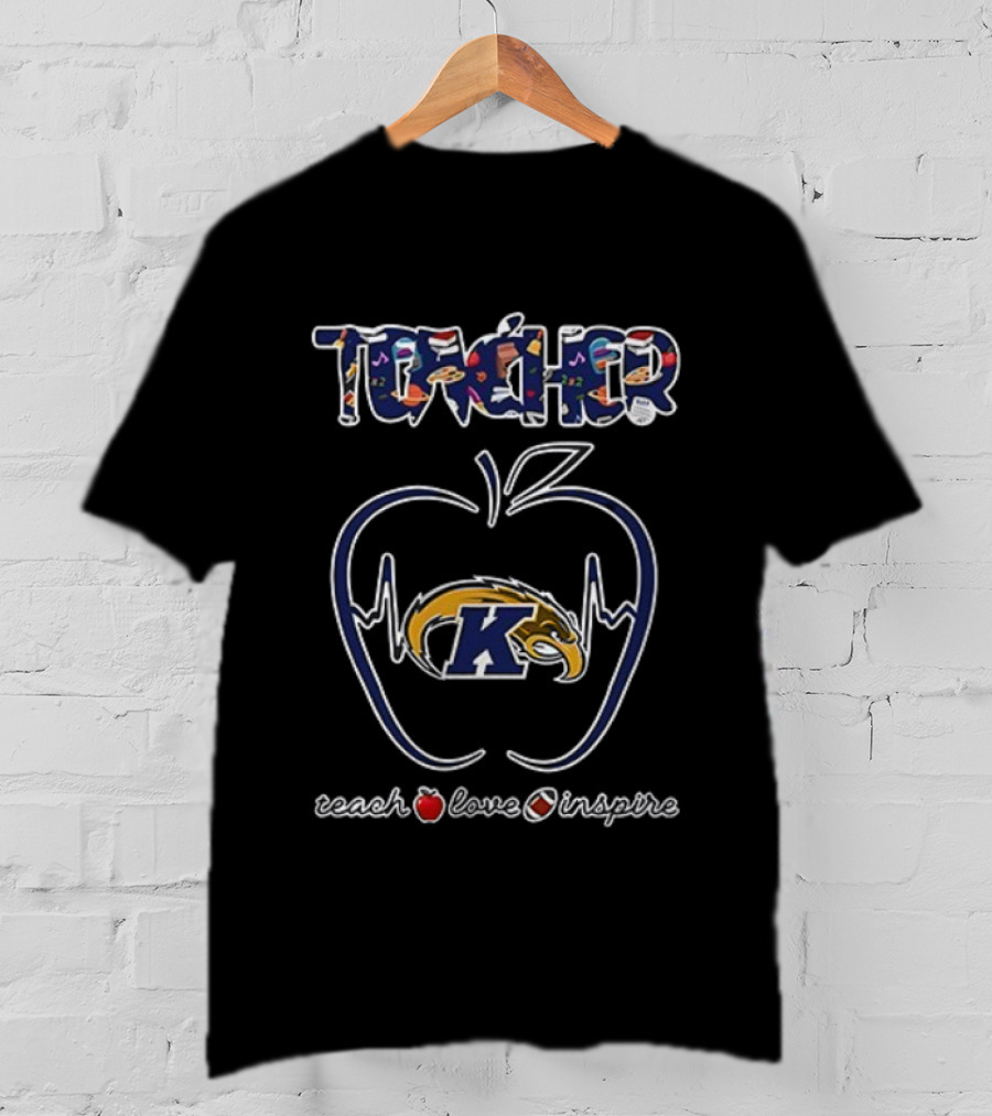 Kent State Golden Flashes Teacher Love Inspire Apple Teach T-Shirt