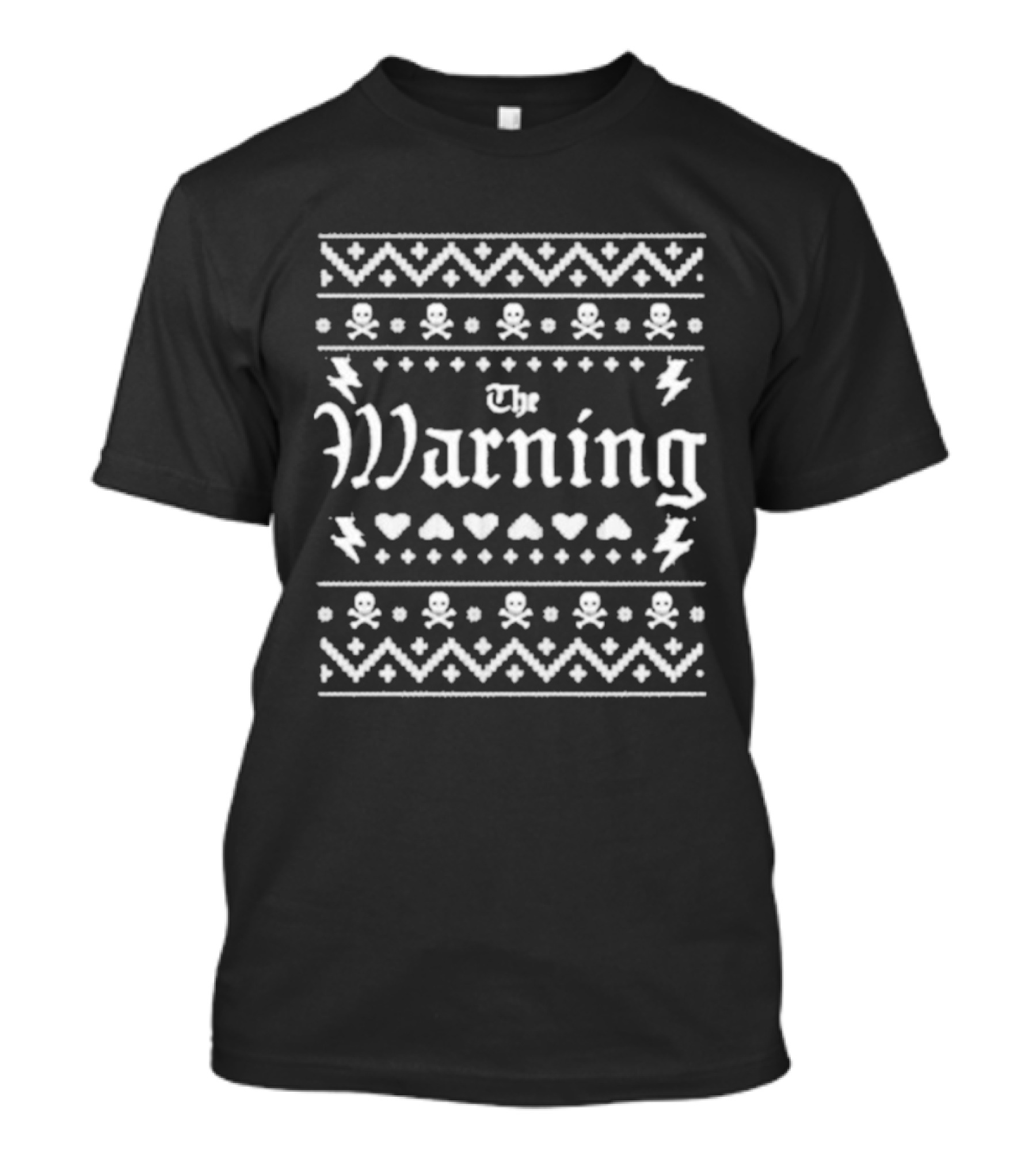 The Warning Ugly Christmas Sweater With Skulls And Hearts T-Shirt