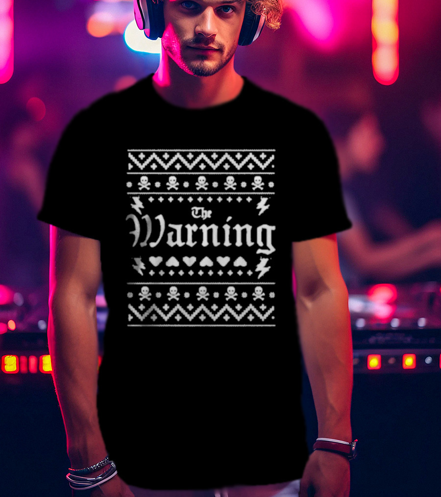 The Warning Ugly Christmas Sweater With Skulls And Hearts T-Shirt