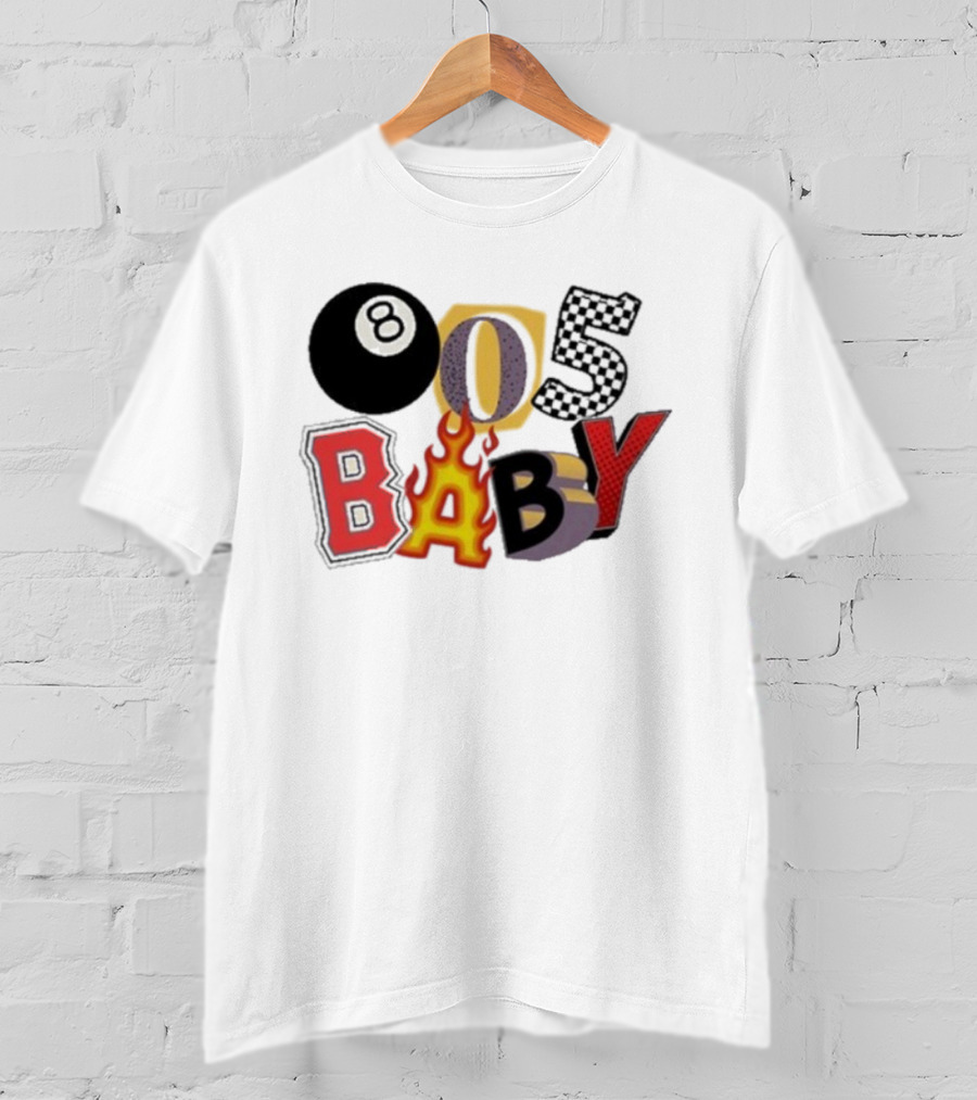 Big Time 805 Baby Eight Ball Fire Letters Retro Style T-Shirt
