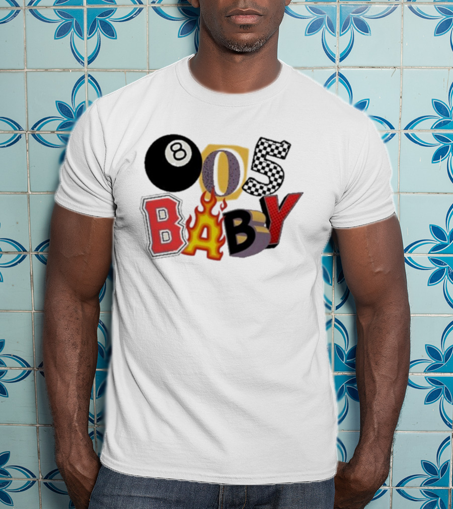 Big Time 805 Baby Eight Ball Fire Letters Retro Style T-Shirt