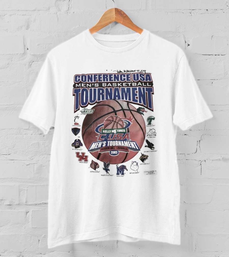 Conference USA Men's Basketball Tournament 2003 Freedom Hall Louisville Team Logos T-Shirt