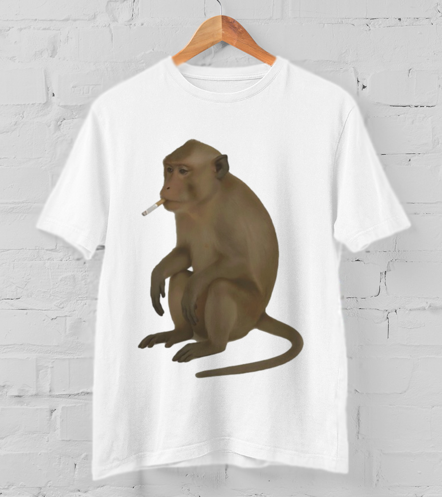 Crazy Monkey Smoking Cigarette Mood T-Shirt