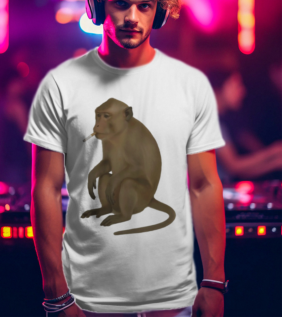 Crazy Monkey Smoking Cigarette Mood T-Shirt