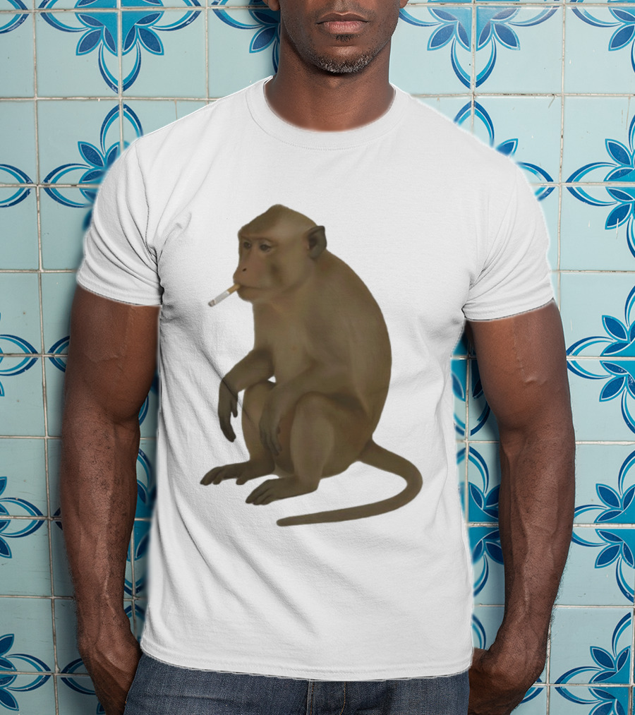 Crazy Monkey Smoking Cigarette Mood T-Shirt