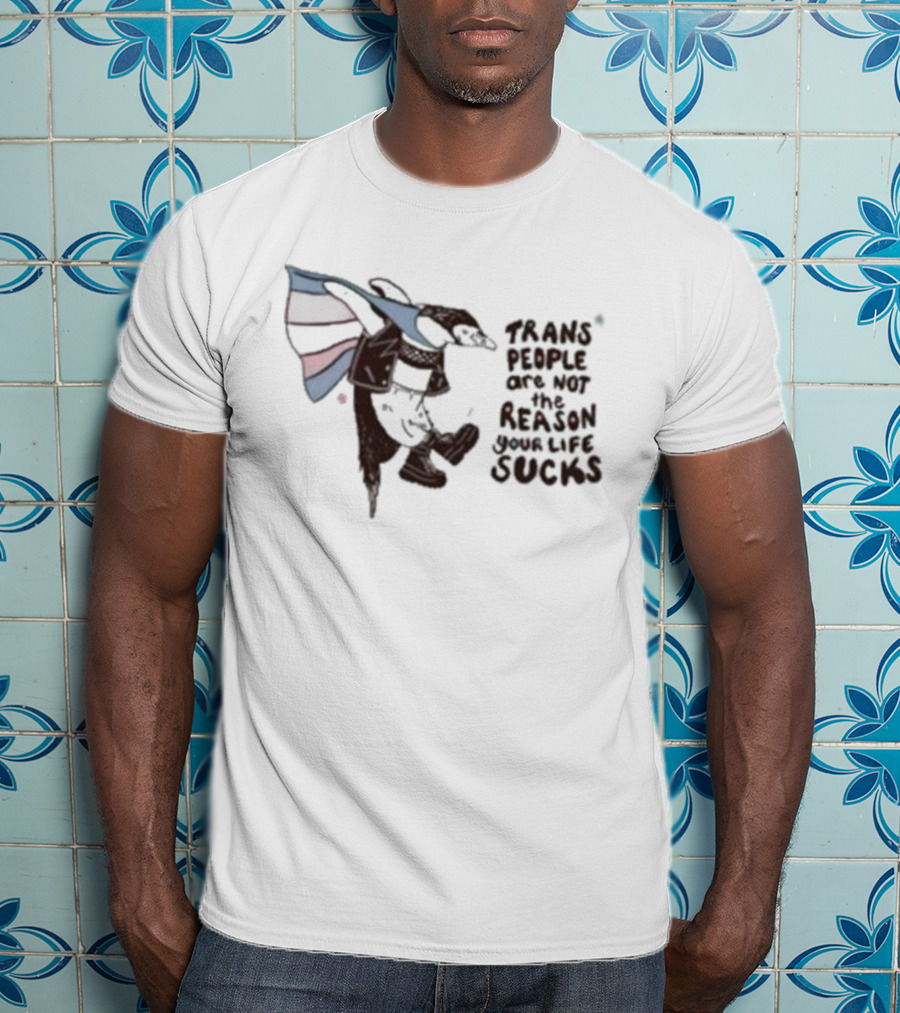 Trans People Are Not The Reason Your Life Sucks Penguin Flag T-Shirt