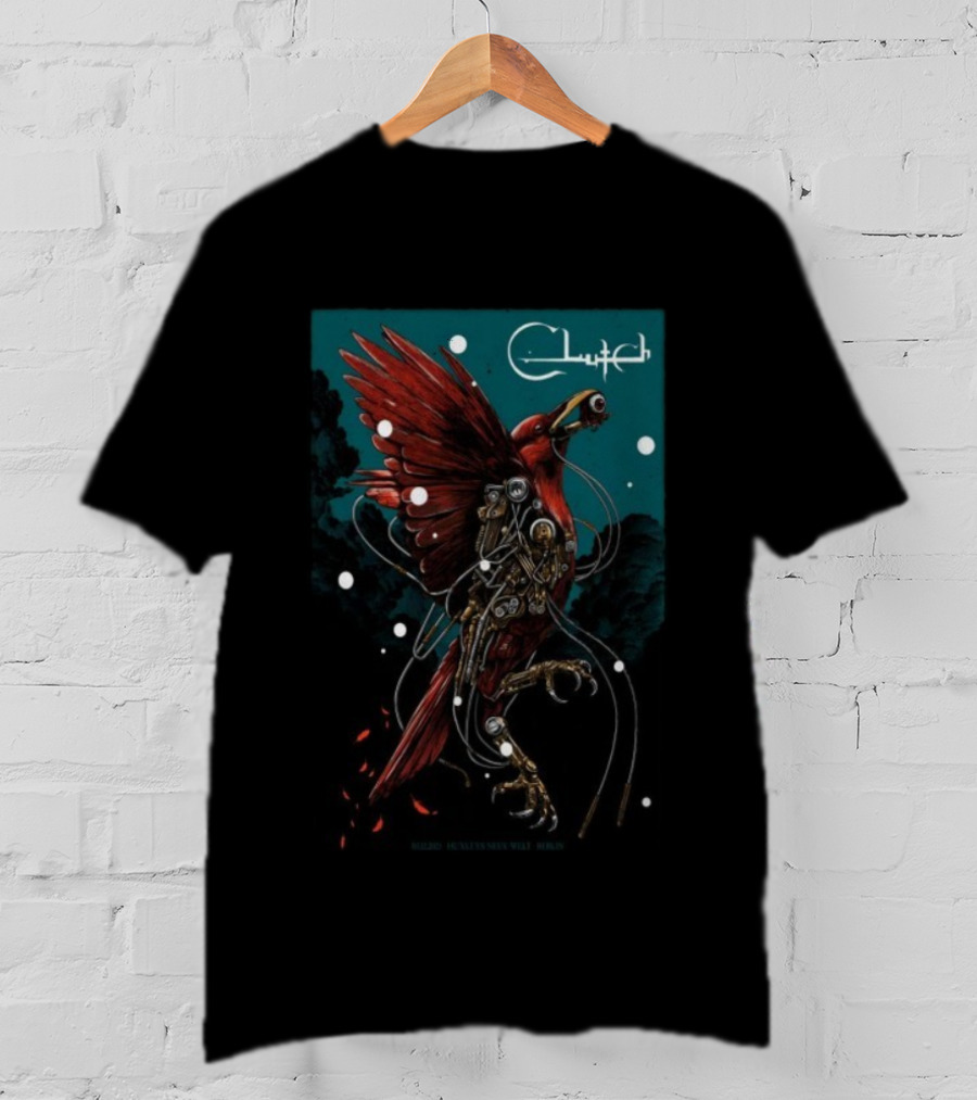 Clutch Huxleys Neue Welt Berlin Germany Dec 3 2025 Cybernetic Bird Design T-Shirt