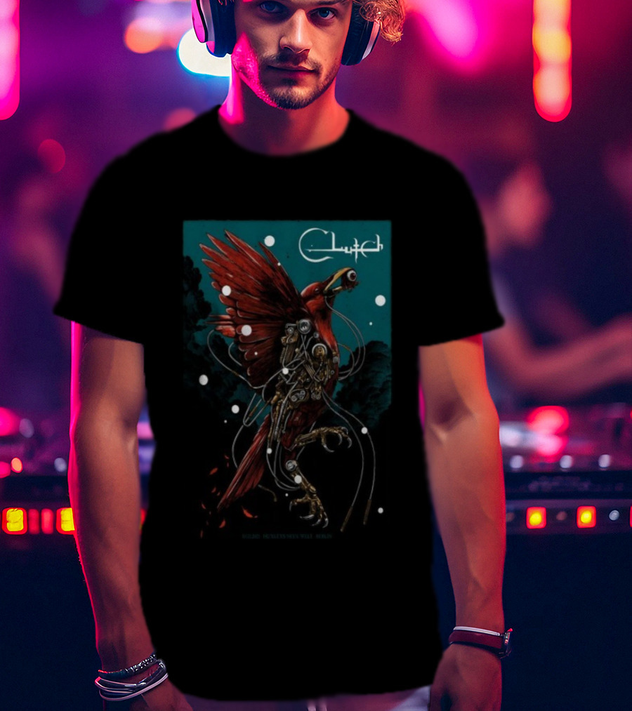 Clutch Huxleys Neue Welt Berlin Germany Dec 3 2025 Cybernetic Bird Design T-Shirt
