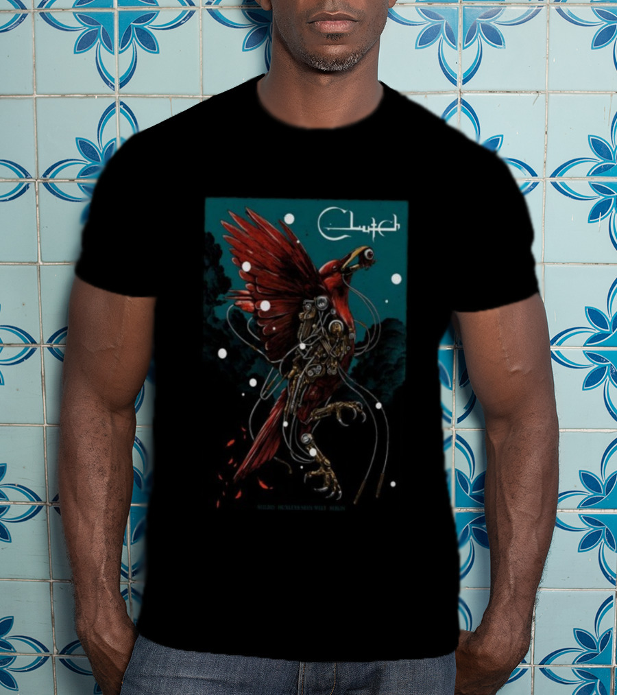 Clutch Huxleys Neue Welt Berlin Germany Dec 3 2025 Cybernetic Bird Design T-Shirt