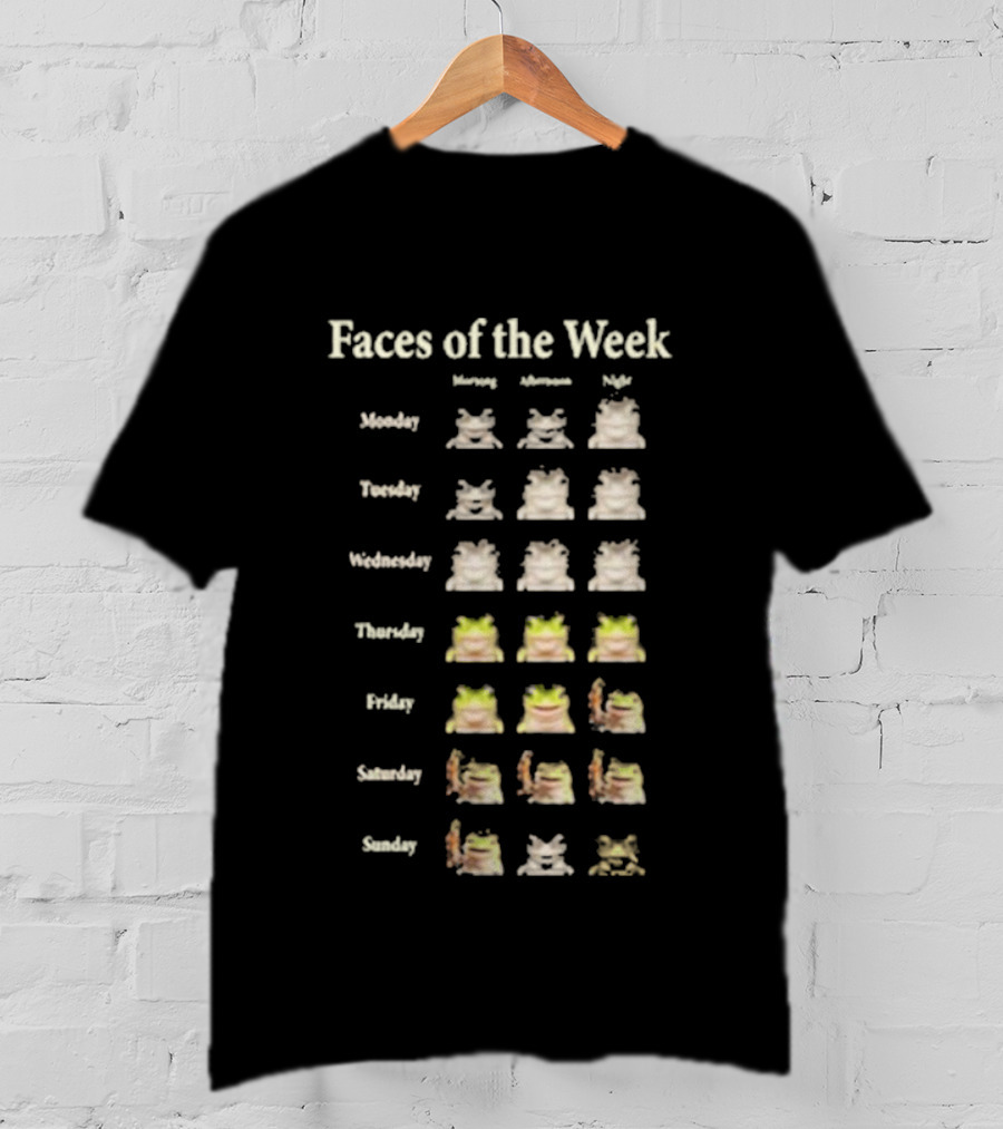 Faces Of The Week Funny Frog Memes Monday To Sunday T-Shirt
