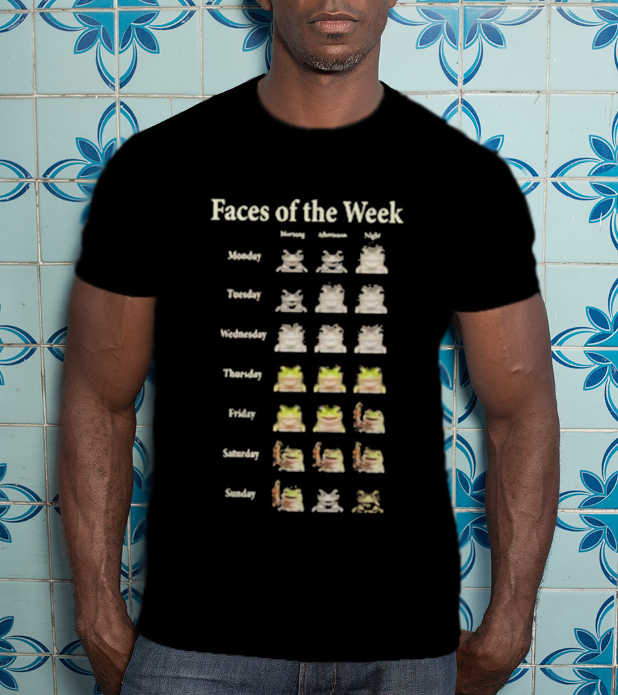 Faces Of The Week Funny Frog Memes Monday To Sunday T-Shirt
