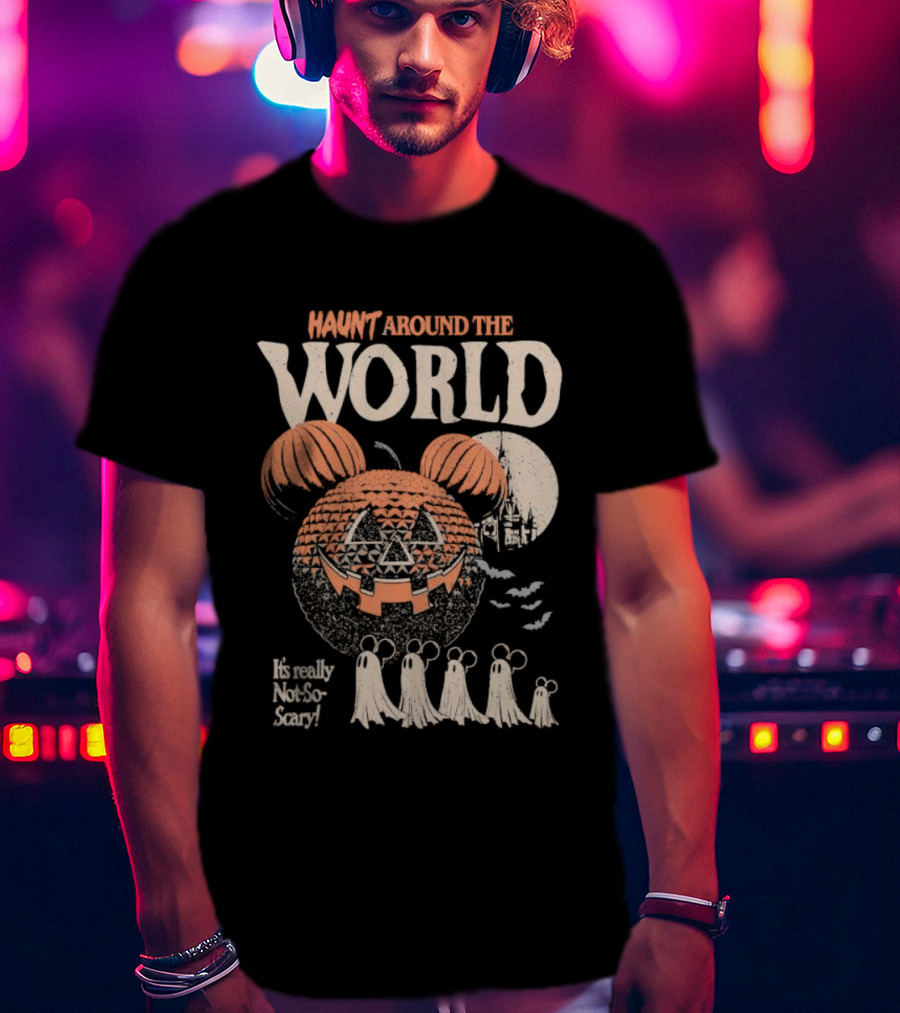 Mickey Inspired Pumpkin Ghosts Happy Haunt Around The World Halloween T-Shirt