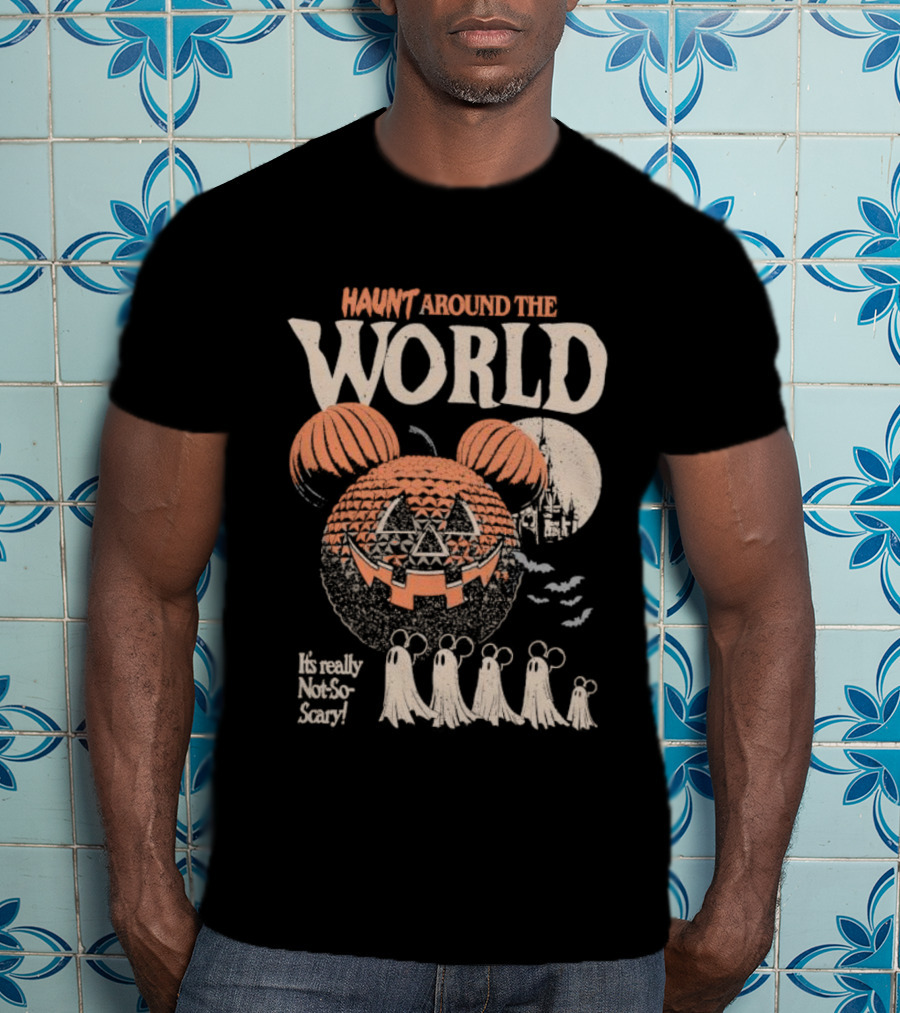 Mickey Inspired Pumpkin Ghosts Happy Haunt Around The World Halloween T-Shirt
