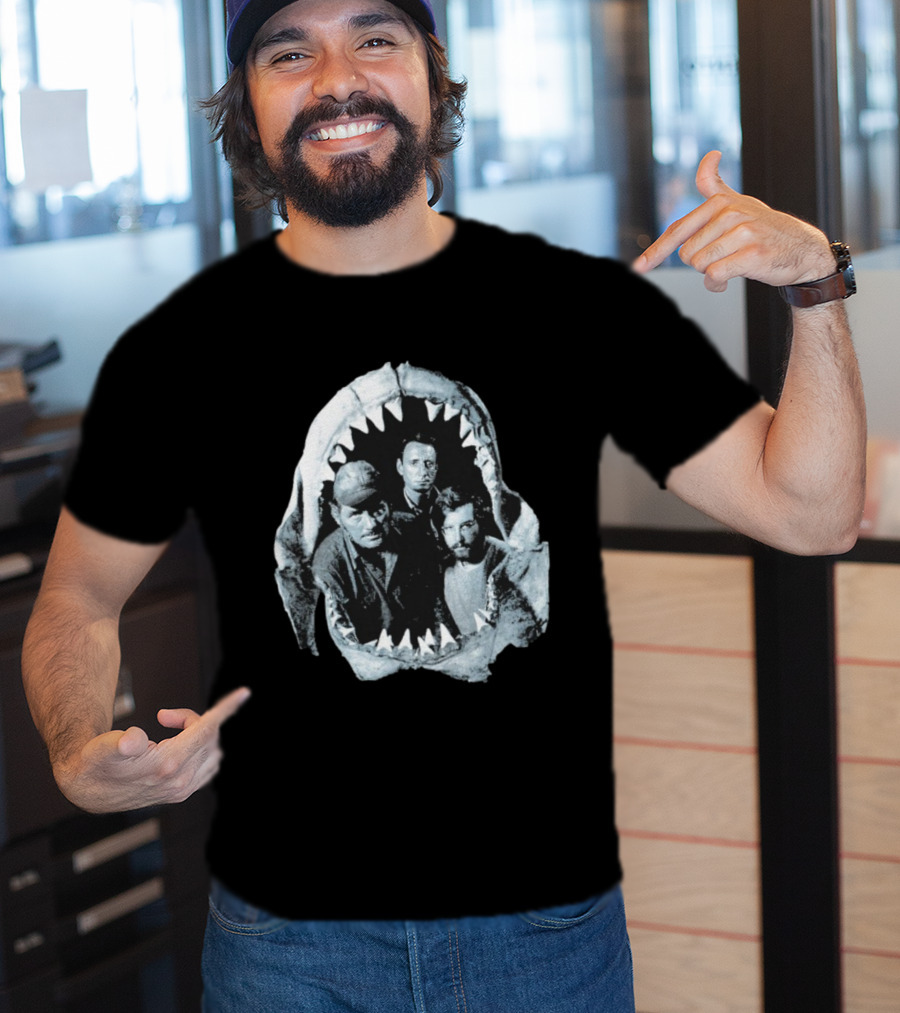 Jaws The Crew Steven Spielberg Classic Movie Cast Inside Shark Mouth T-Shirt