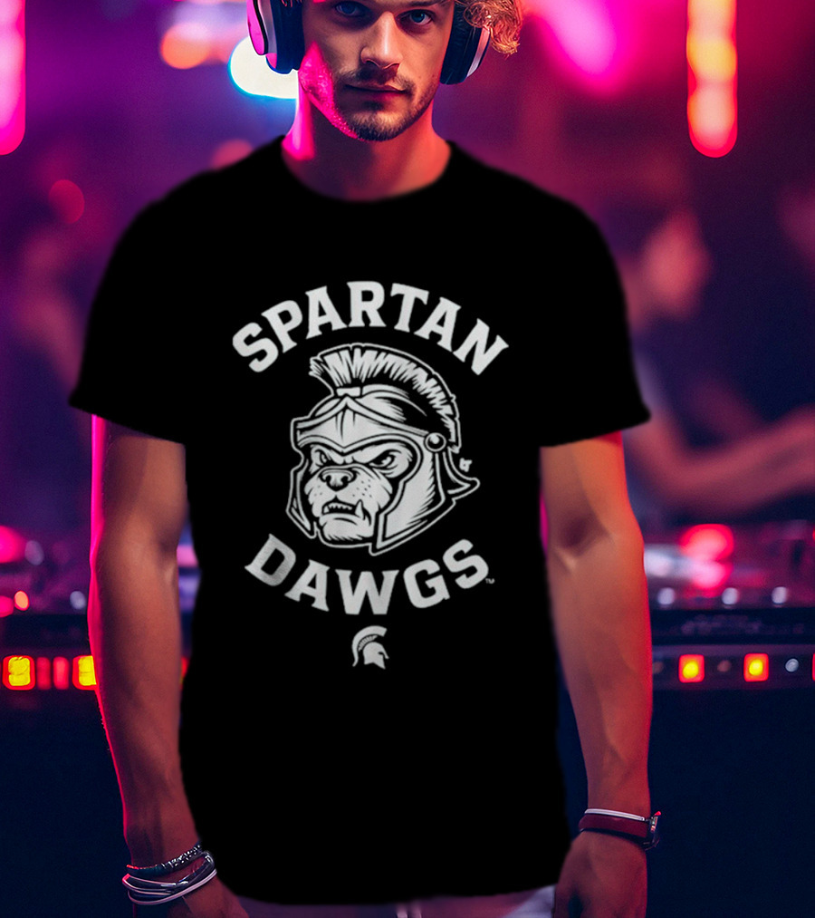 Spartan Dawgs Michigan State Helmet Illustration T-Shirt
