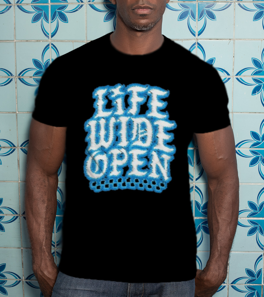 Life Wide Open Chrome Thread Cboystv Bold Blue Distressed Look T-Shirt