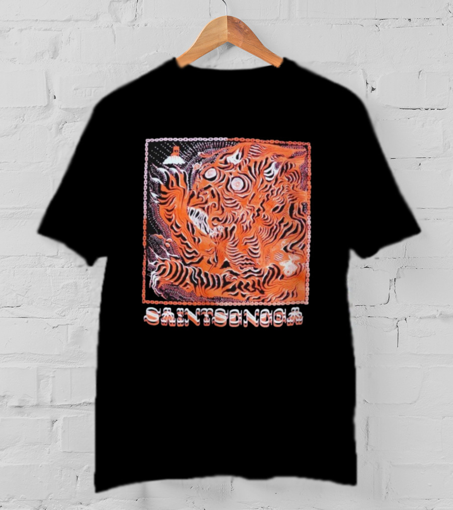 Saintseneca Dream Tiger Psychedelic Orange Tiger With Castle T-Shirt