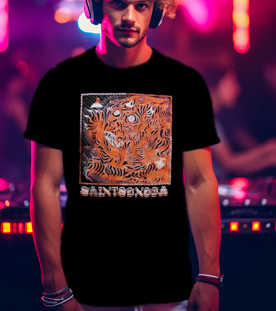 Saintseneca Dream Tiger Psychedelic Orange Tiger With Castle T-Shirt