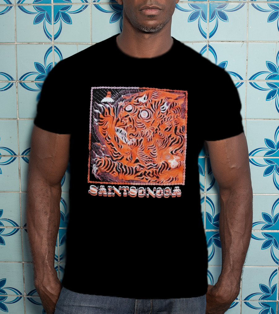 Saintseneca Dream Tiger Psychedelic Orange Tiger With Castle T-Shirt