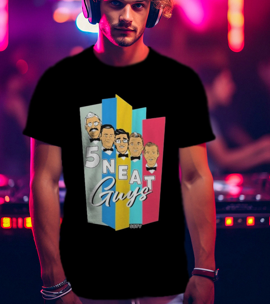 SCTV 5 Neat Guys Bow Tie Graphic Comedy Series T-Shirt