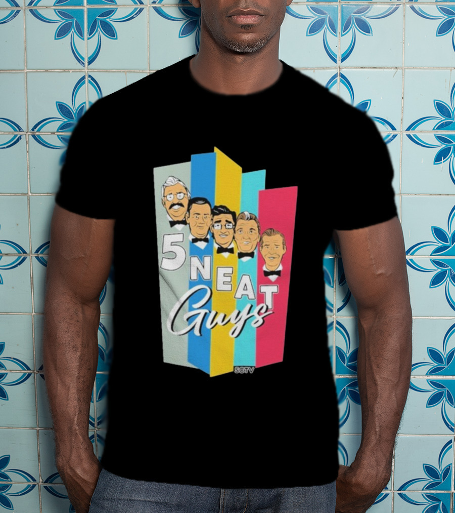 SCTV 5 Neat Guys Bow Tie Graphic Comedy Series T-Shirt