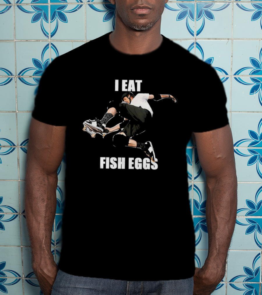 Tony Hawk I Eat Fish Eggs Skateboard Action T-Shirt