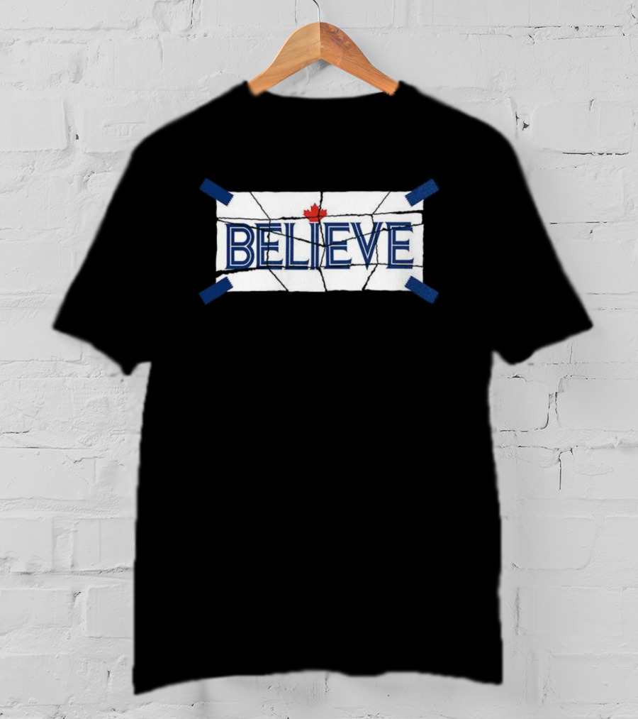 Toronto Blue Jays Believe Maple Leaf Tape T-Shirt