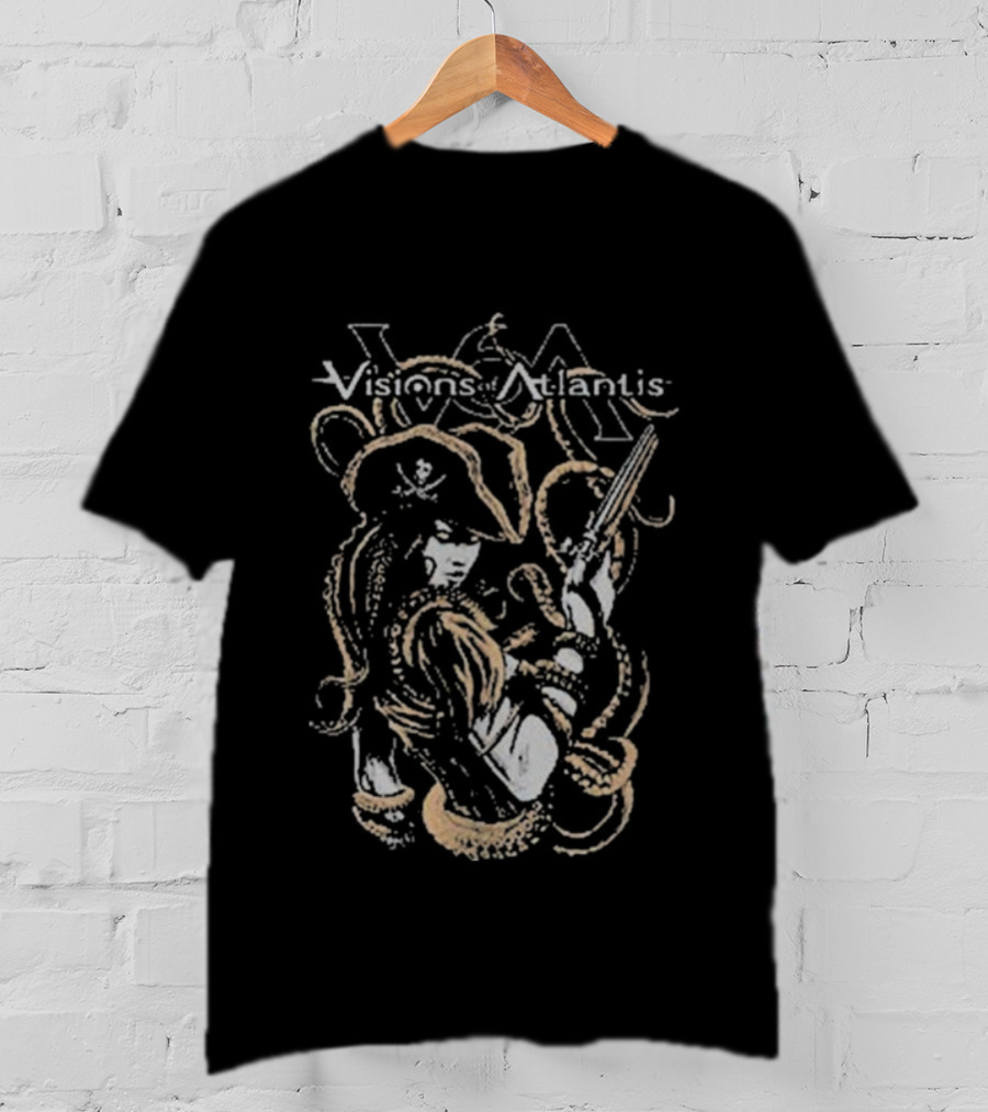 Visions Of Atlantis Full Metal Pirates Skull Captain And Trident T-Shirt