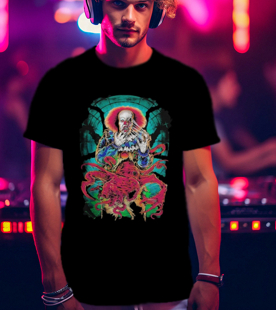 World Eater Clown Cosmic Horror Tentacles Illustration T-Shirt