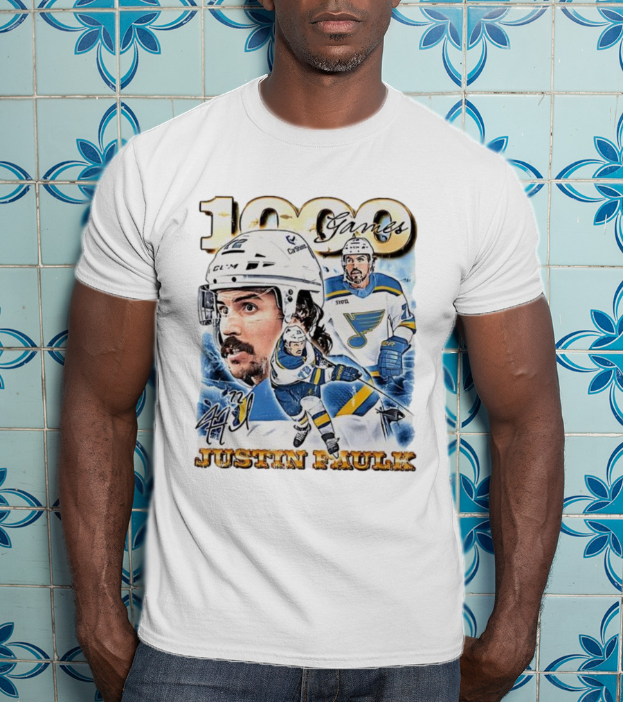 1000 Games Justin Faulk St. Louis Blues Hockey 72 Signature T-Shirt
