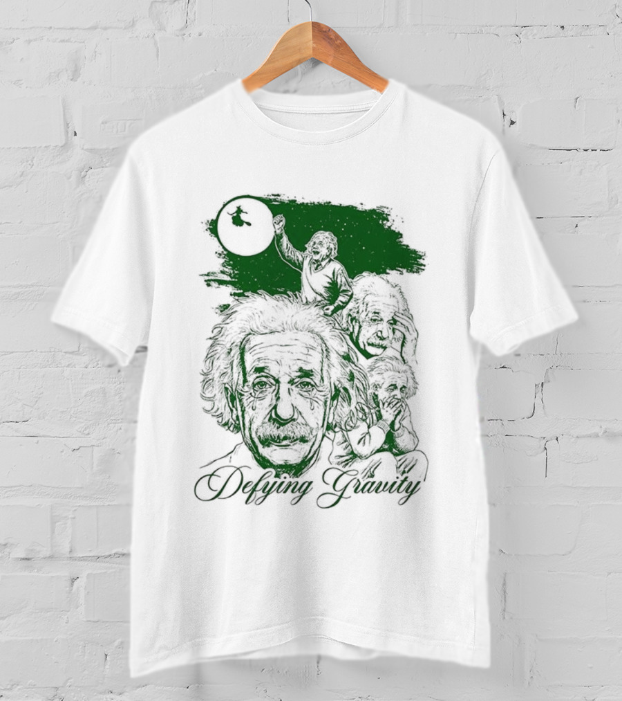 Defying Gravity Einstein Sketch Face With Gravity Concept T-Shirt