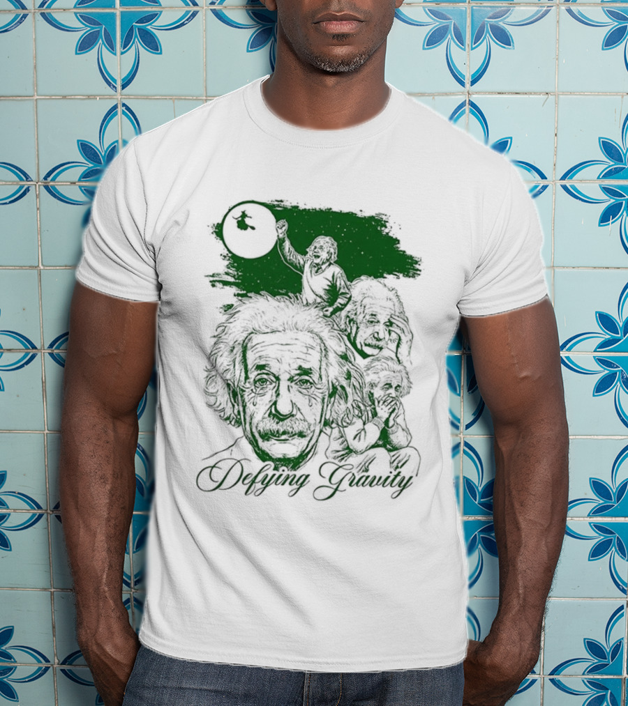 Defying Gravity Einstein Sketch Face With Gravity Concept T-Shirt