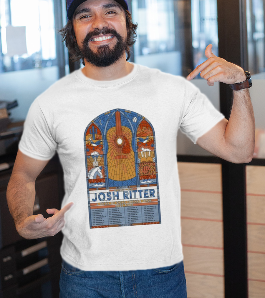 Josh Ritter A Book Of Gold Thrown Open 2026 Tour Stained Glass Guitar Art T-Shirt