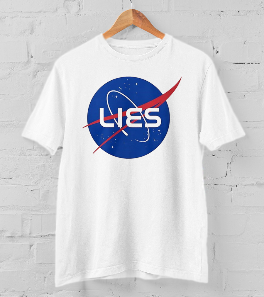 NASA Lies Parody Emblem Graphic T-Shirt