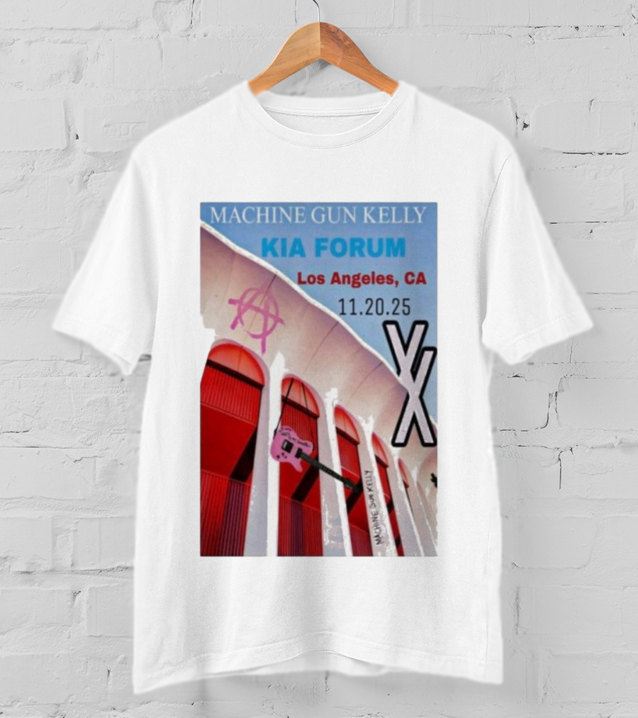 Machine Gun Kelly Kia Forum Los Angeles 11.20.25 Pink Guitar XX T-Shirt