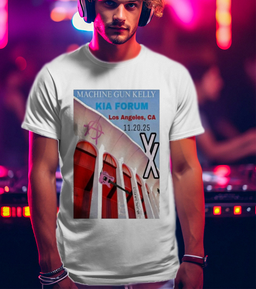 Machine Gun Kelly Kia Forum Los Angeles 11.20.25 Pink Guitar XX T-Shirt