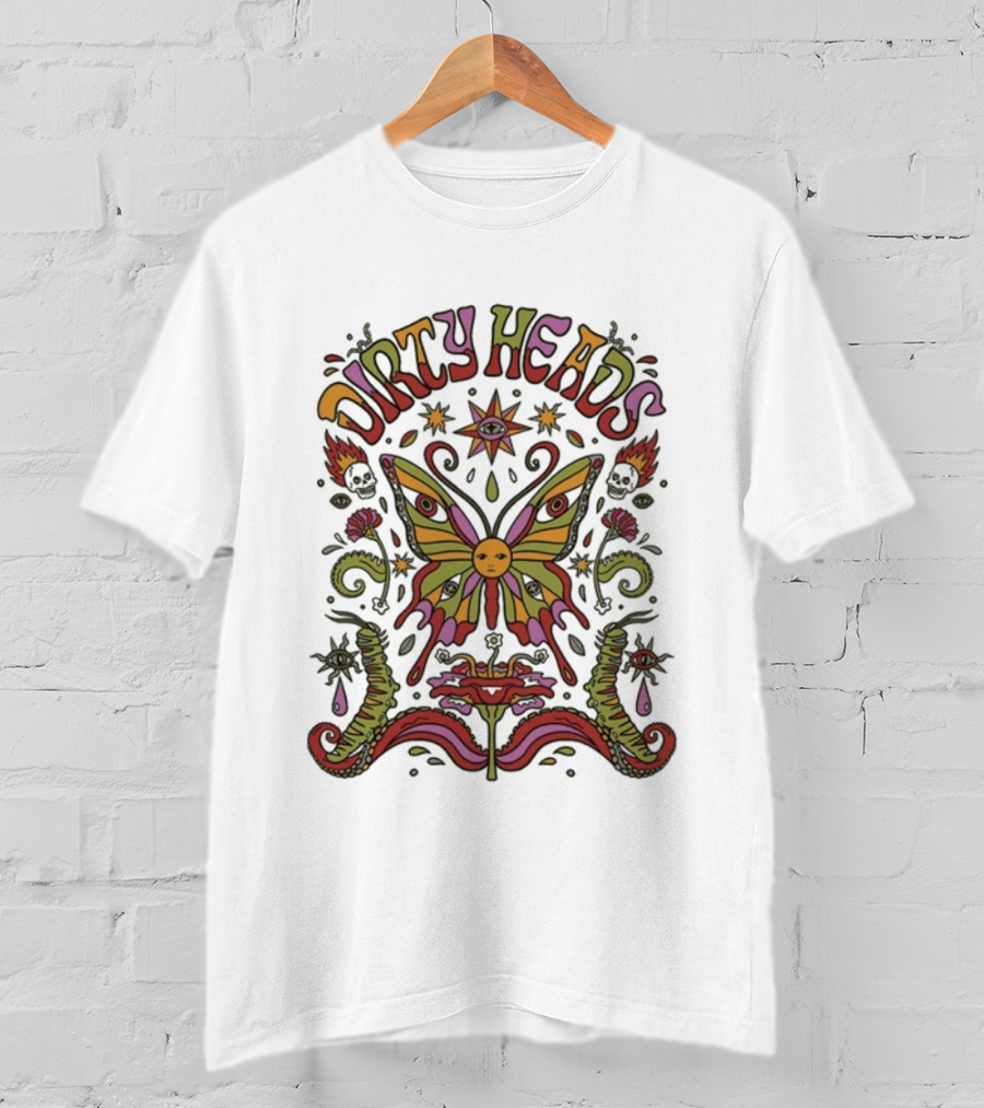 Dirty Heads Metamorphosis Psychedelic Butterfly Retro Style T-Shirt