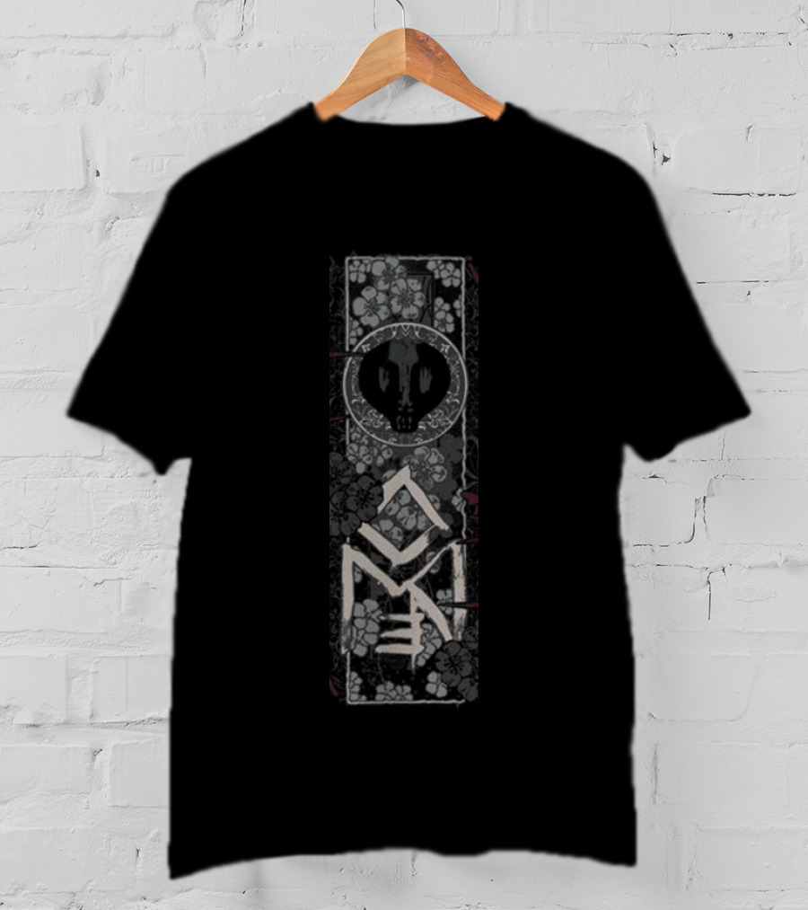 Bullet For My Valentine Floral Skull Grayscale With Pink Accents T-Shirt