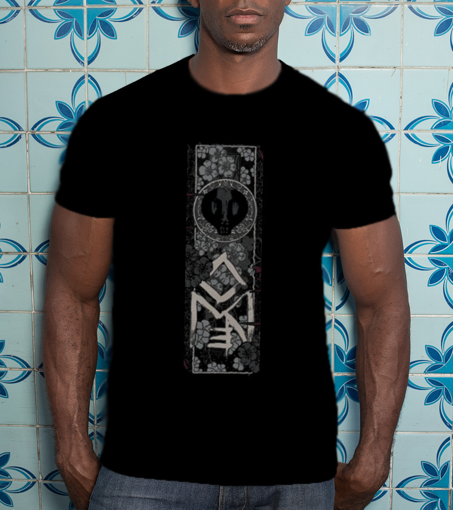 Bullet For My Valentine Floral Skull Grayscale With Pink Accents T-Shirt