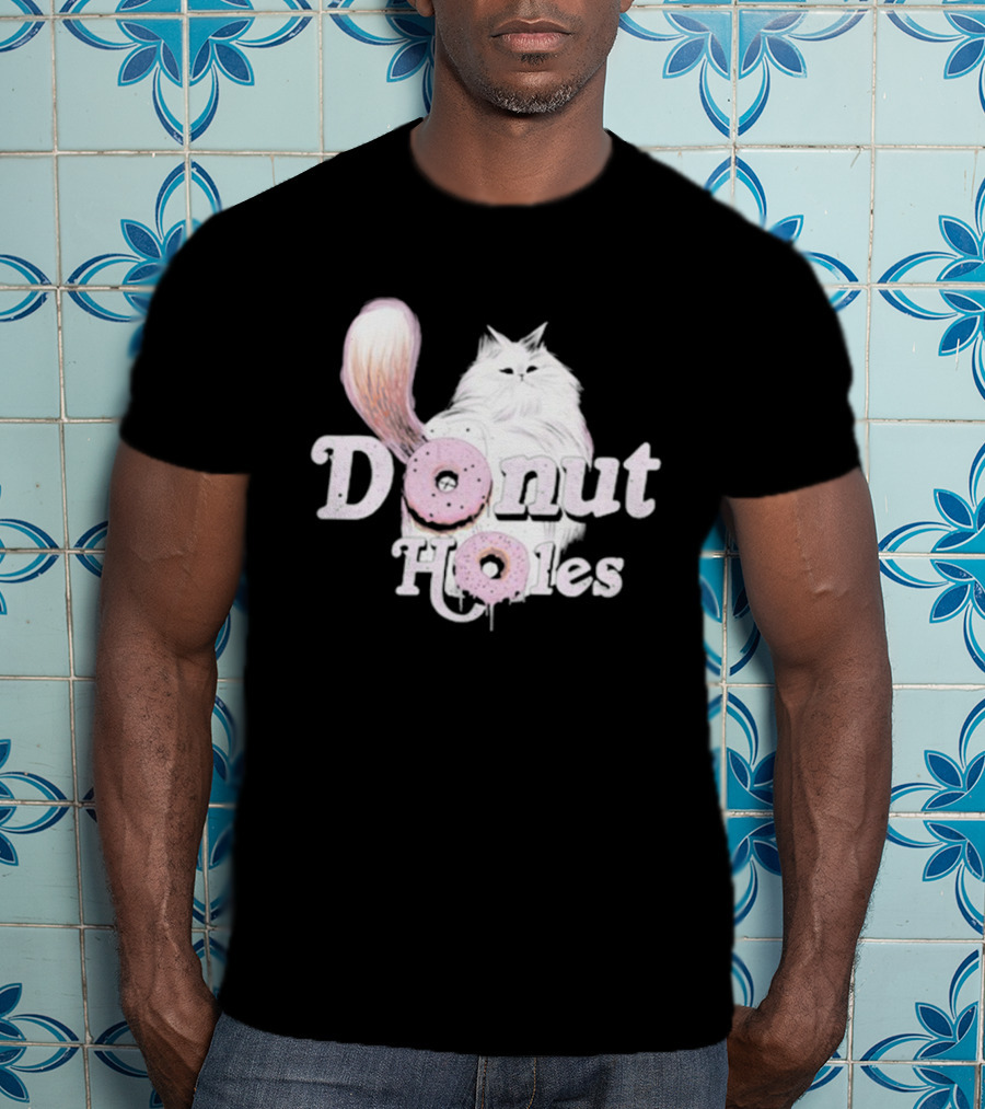 Donut Holes Cat Funny Cute Kitten With Pink Donuts T-Shirt
